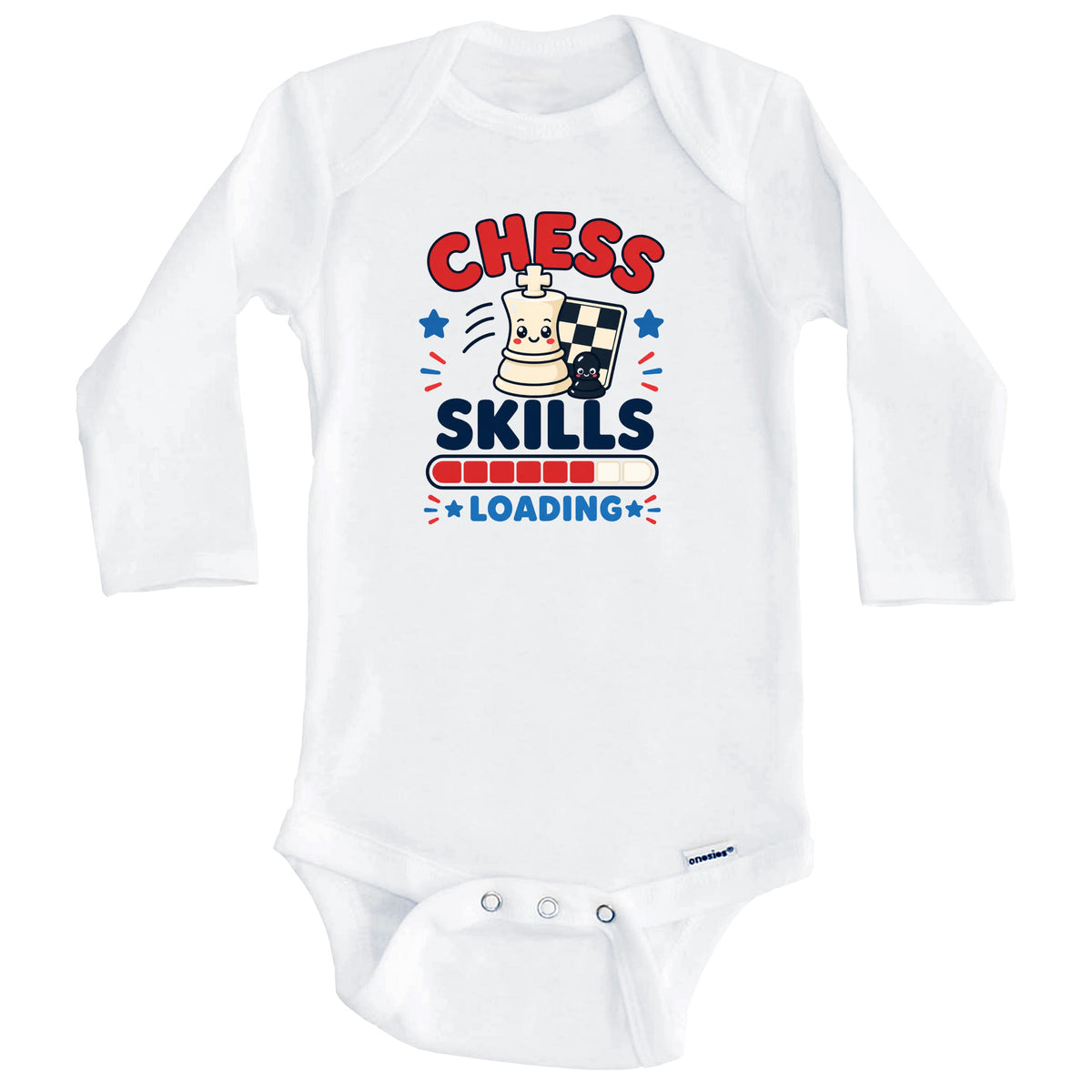 Chess Skills Loading Funny Chess Player Humor Baby Bodysuit (Long Sleeves)