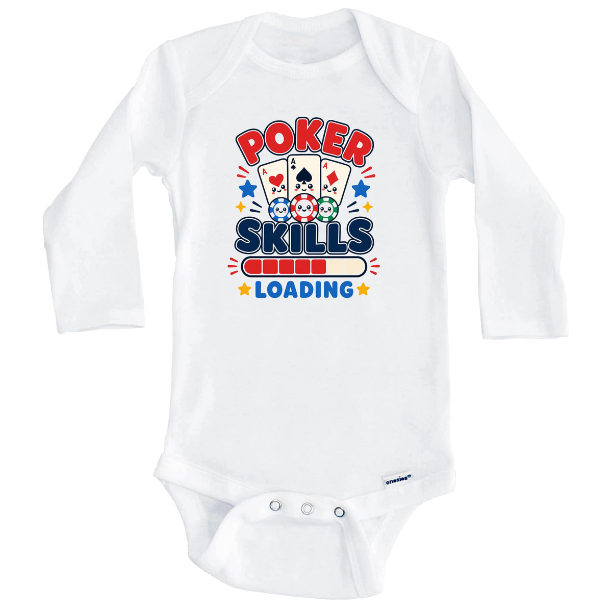 Poker Skills Loading Funny Gambling Humor Baby Bodysuit (Long Sleeves)