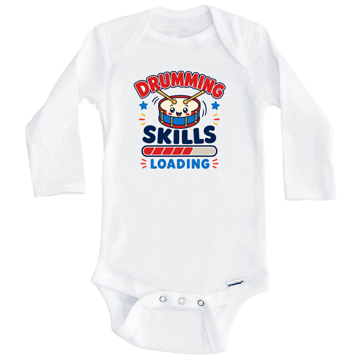 Drumming Skills Loading Funny Drummer Humor Baby Bodysuit (Long Sleeves)