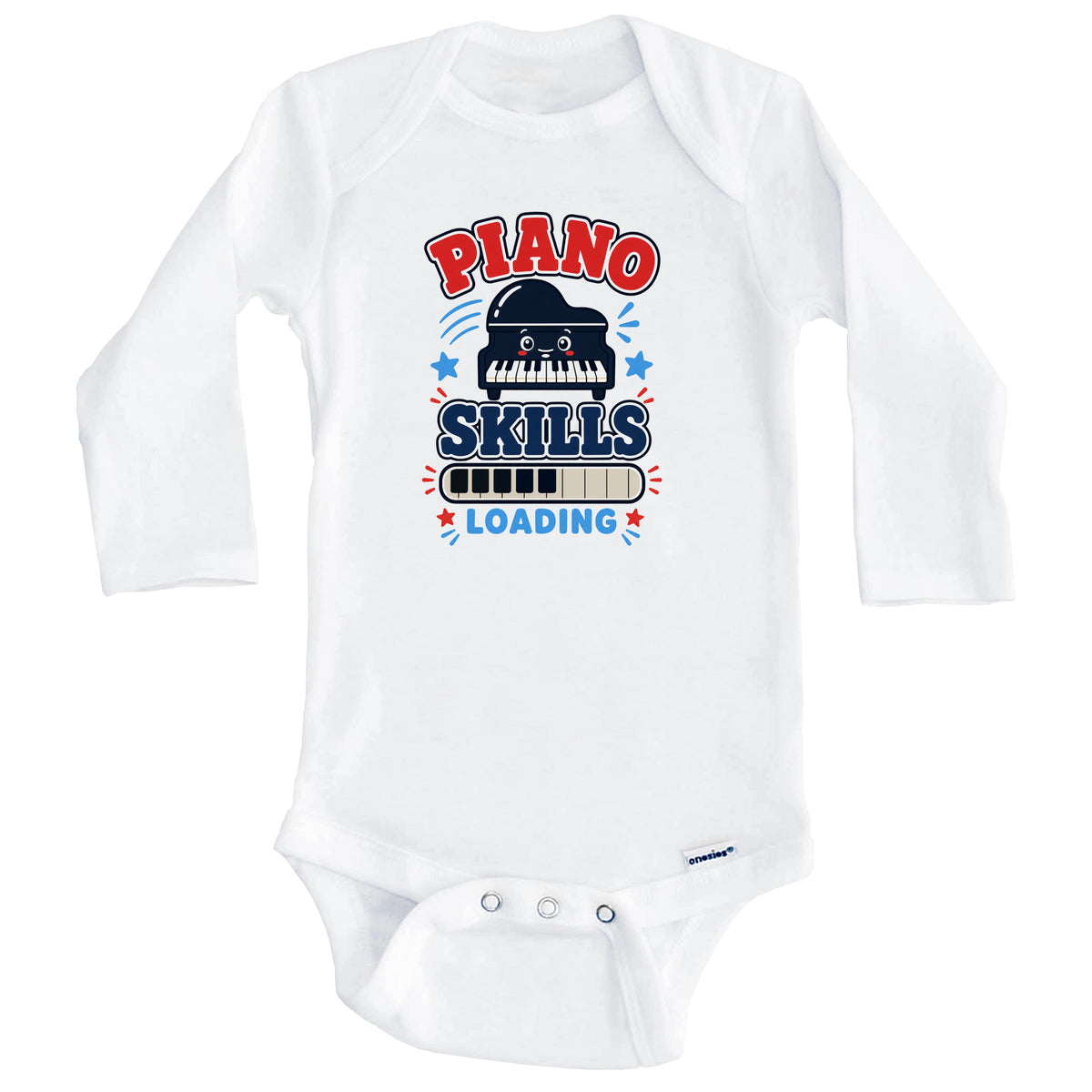 Piano Skills Loading Funny Musician Humor Baby Bodysuit (Long Sleeves)