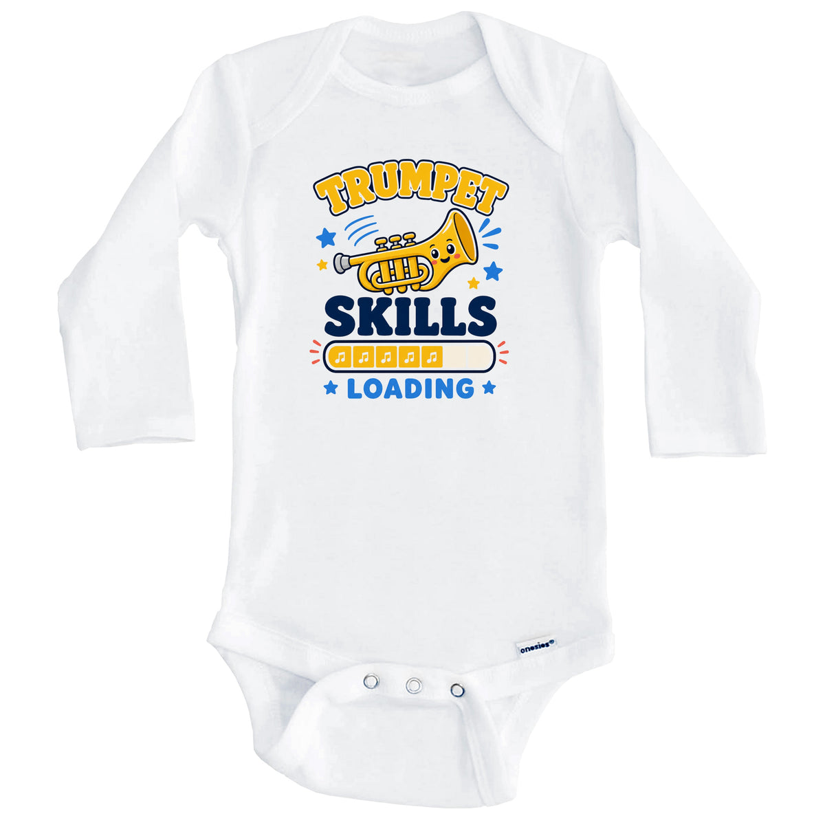 Trumpet Skills Loading Funny Musician Humor Baby Bodysuit (Long Sleeves)