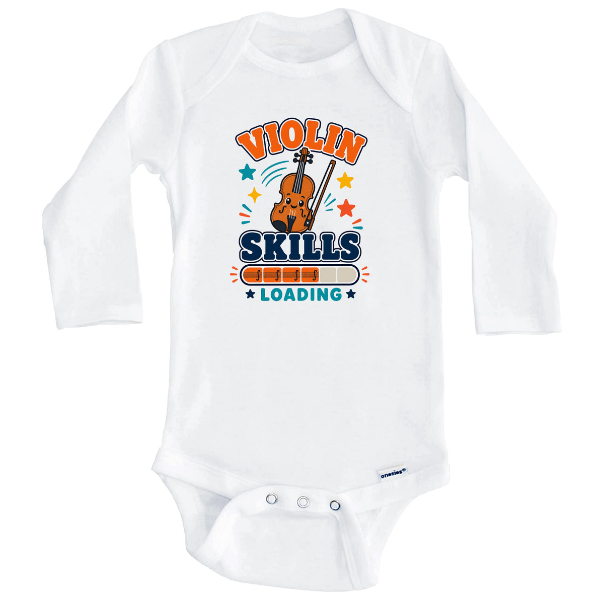 Violin Skills Loading Funny Musician Humor Baby Bodysuit (Long Sleeves)