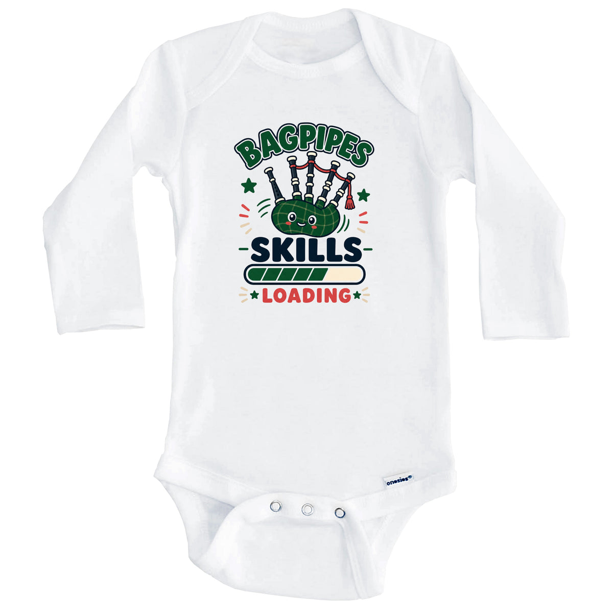 Bagpipes Skills Loading Funny Musician Humor Baby Bodysuit (Long Sleeves)
