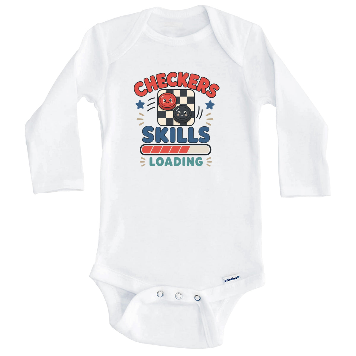Checkers Skills Loading Funny Checkers Humor Baby Bodysuit (Long Sleeves)