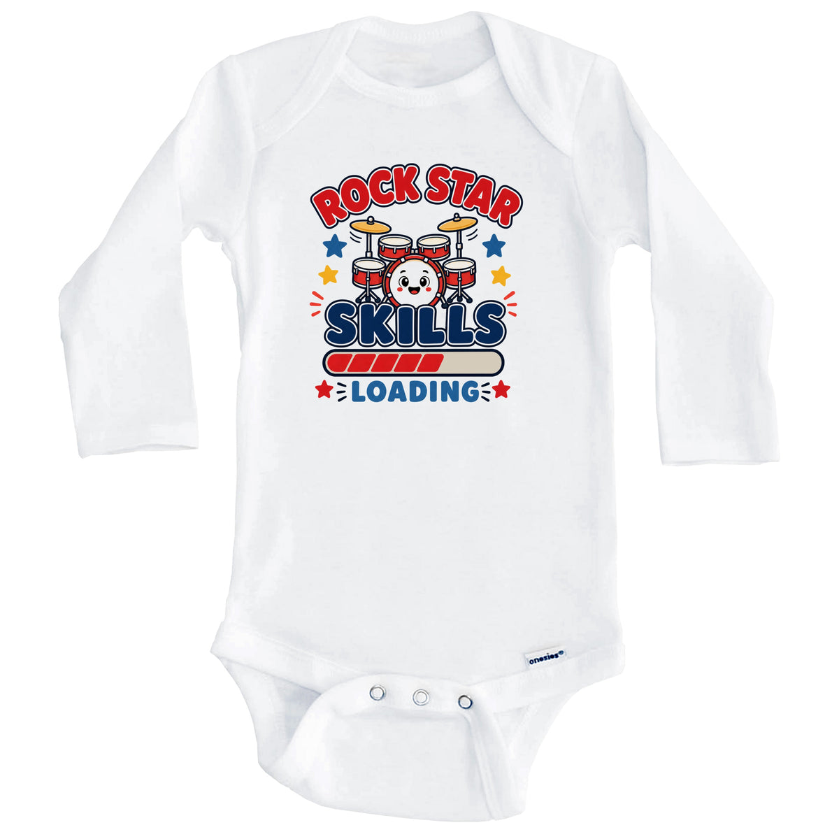 Rock Star Skills Loading Funny Rock Music Humor Baby Bodysuit (Long Sleeves)