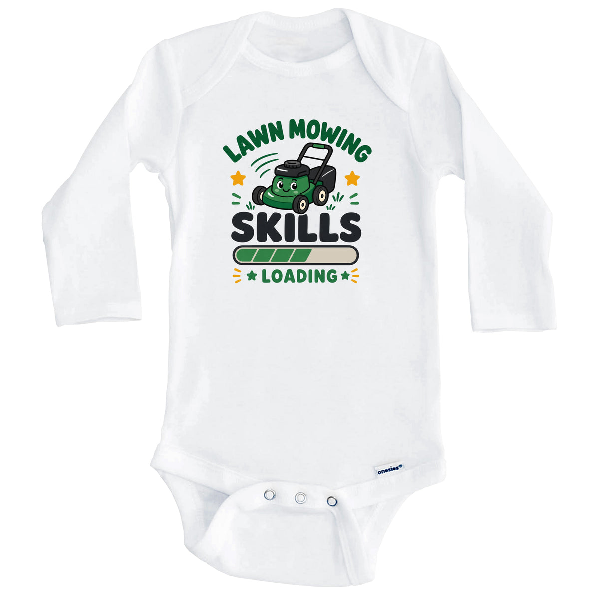 Lawn Mowing Skills Loading Funny Yard Work Humor Baby Bodysuit (Long Sleeves)