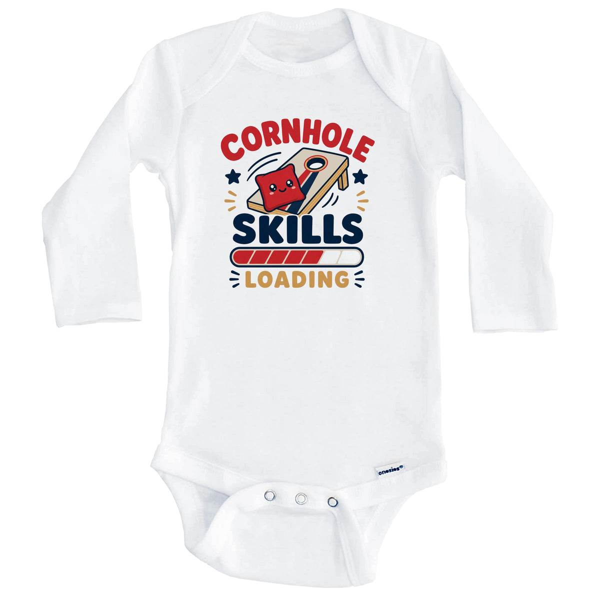 Cornhole Skills Loading Funny Baby Bodysuit (Long Sleeves)