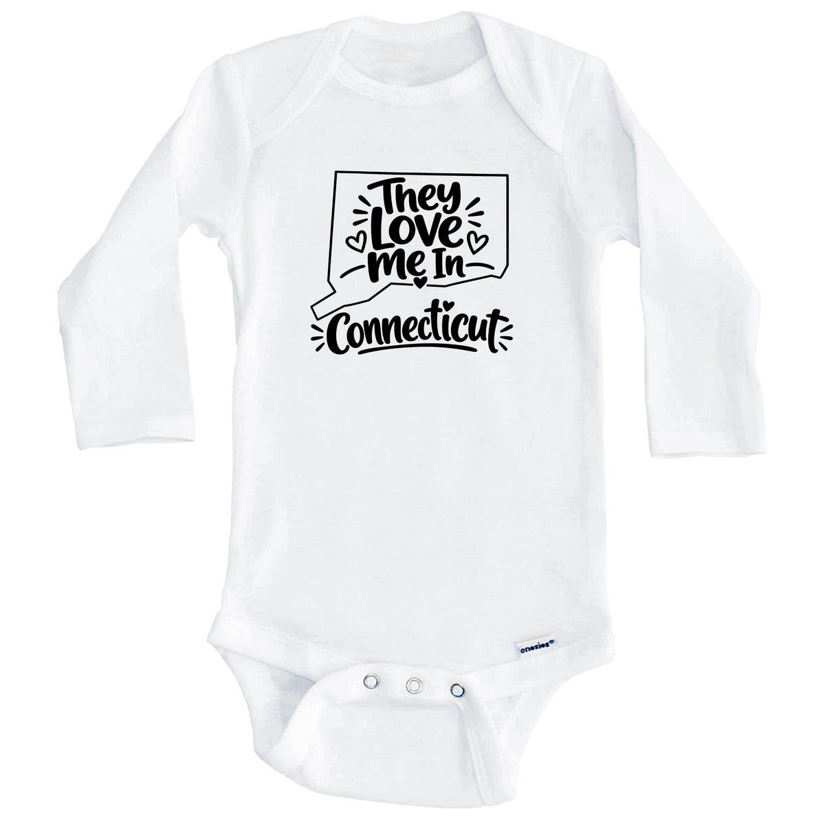 They Love Me In Connecticut Funny Baby Bodysuit (Long Sleeves)