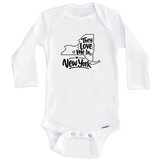 They Love Me In New York Funny Baby Bodysuit (Long Sleeves)