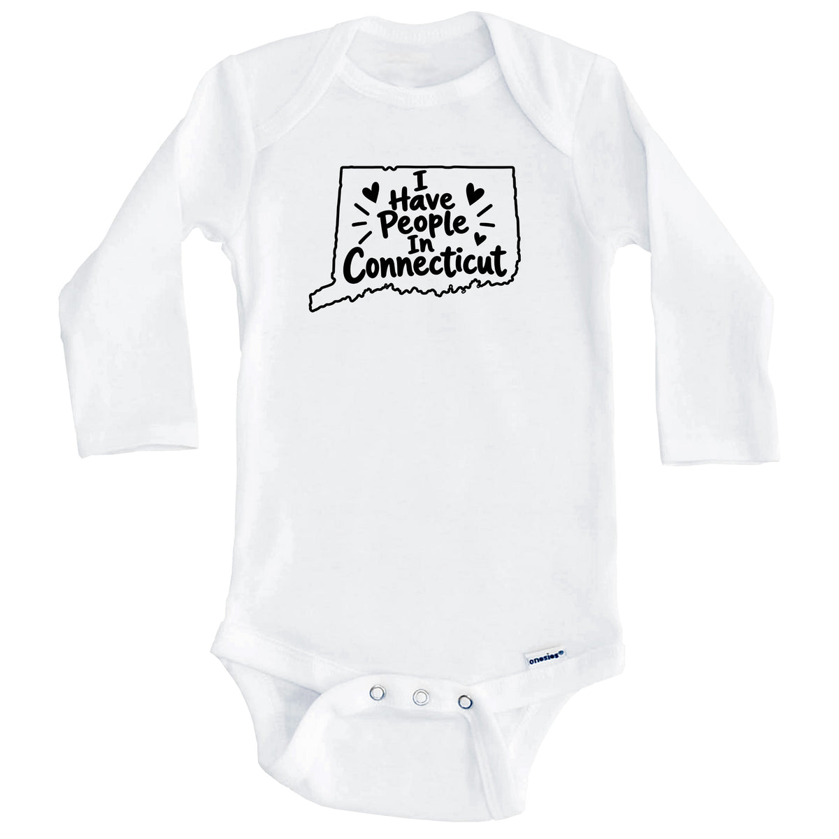 I Have People In Connecticut Cute State Silhouette Baby Bodysuit (Long Sleeves)
