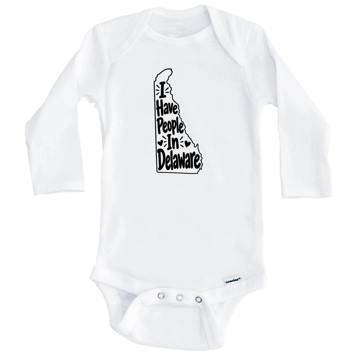 I Have People In Delaware Cute State Silhouette Baby Bodysuit (Long Sleeves)