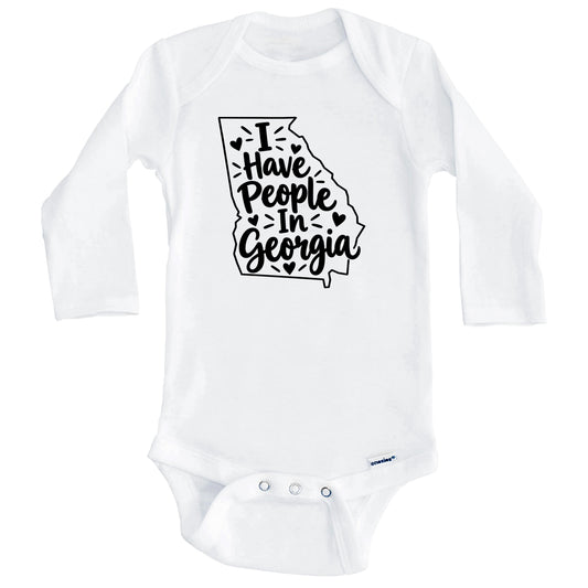 I Have People In Georgia Cute State Silhouette Baby Bodysuit (Long Sleeves)