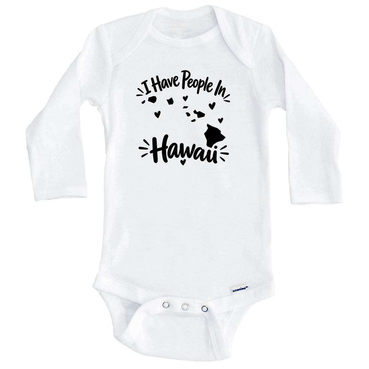 I Have People In Hawaii Cute State Silhouette Baby Bodysuit (Long Sleeves)