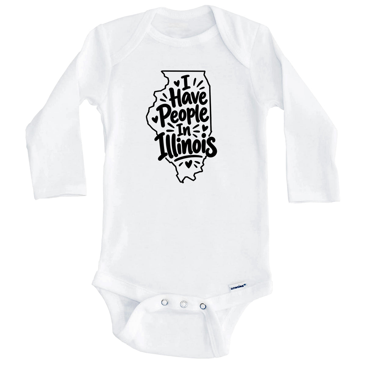 I Have People In Illinois Cute State Silhouette Baby Bodysuit (Long Sleeves)