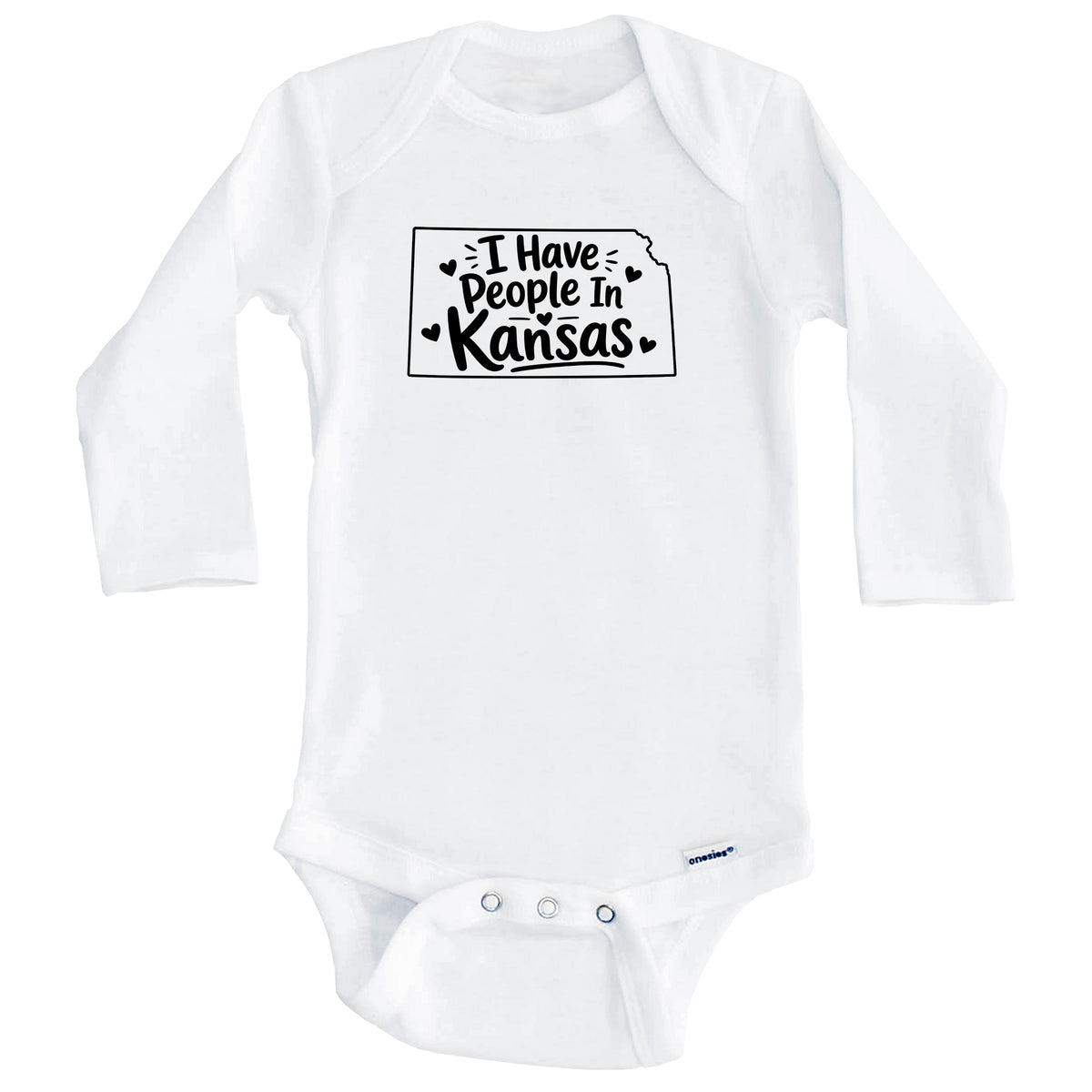 I Have People In Kansas Cute State Silhouette Baby Bodysuit (Long Sleeves)