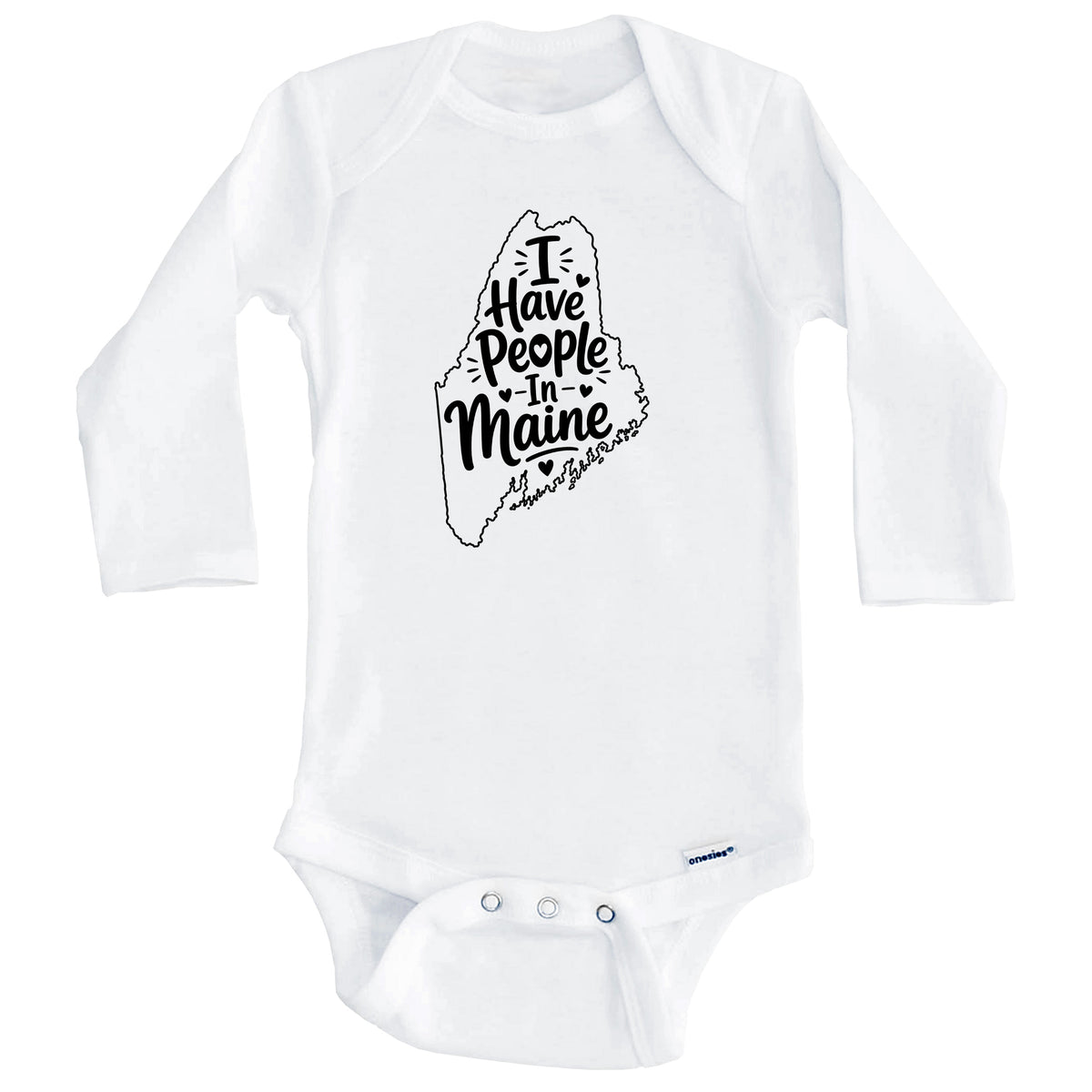 I Have People In Maine Cute State Silhouette Baby Bodysuit (Long Sleeves)