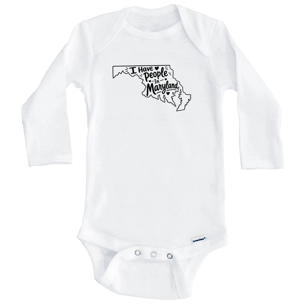 I Have People In Maryland Cute State Silhouette Baby Bodysuit (Long Sleeves)
