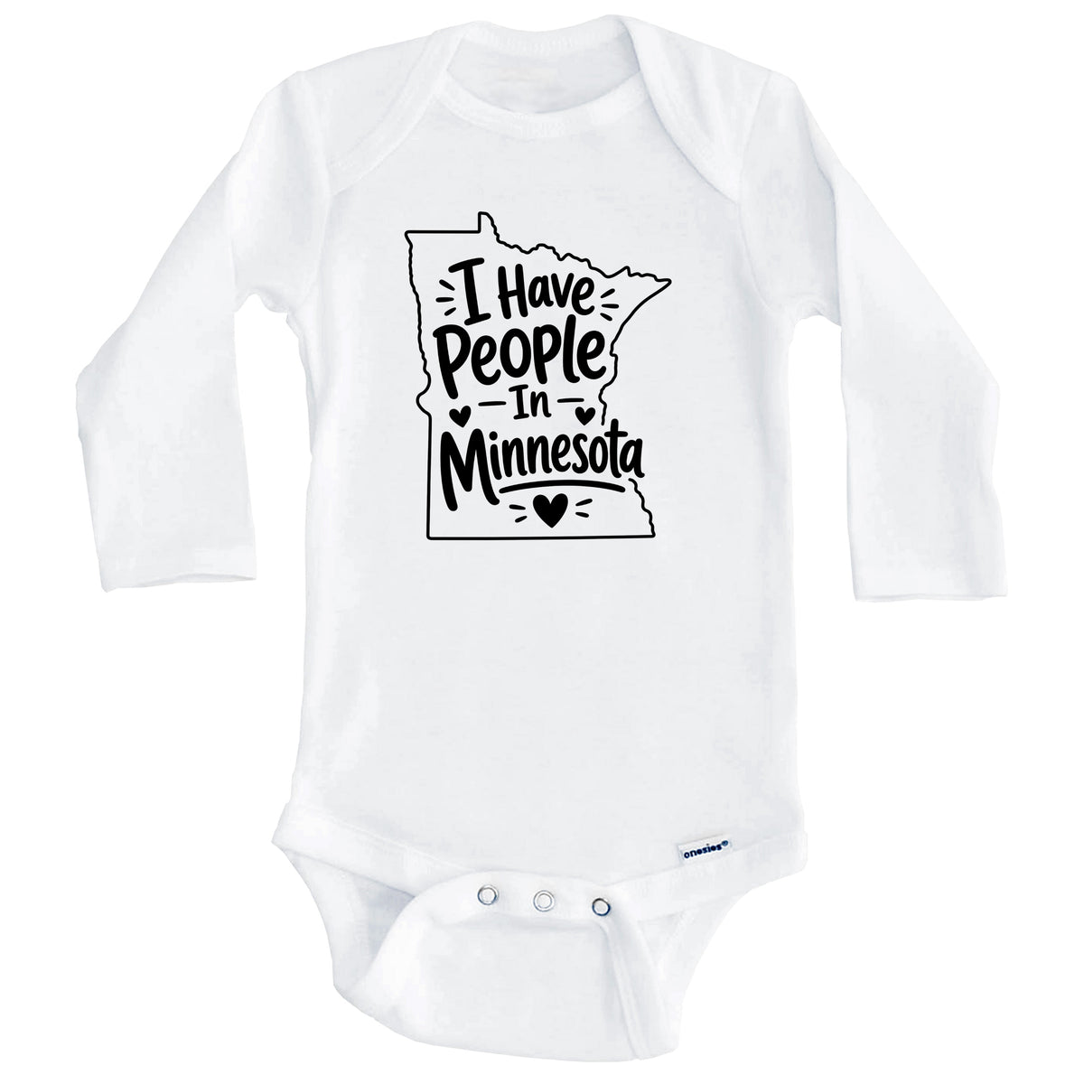 I Have People In Minnesota Cute State Silhouette Baby Bodysuit (Long Sleeves)