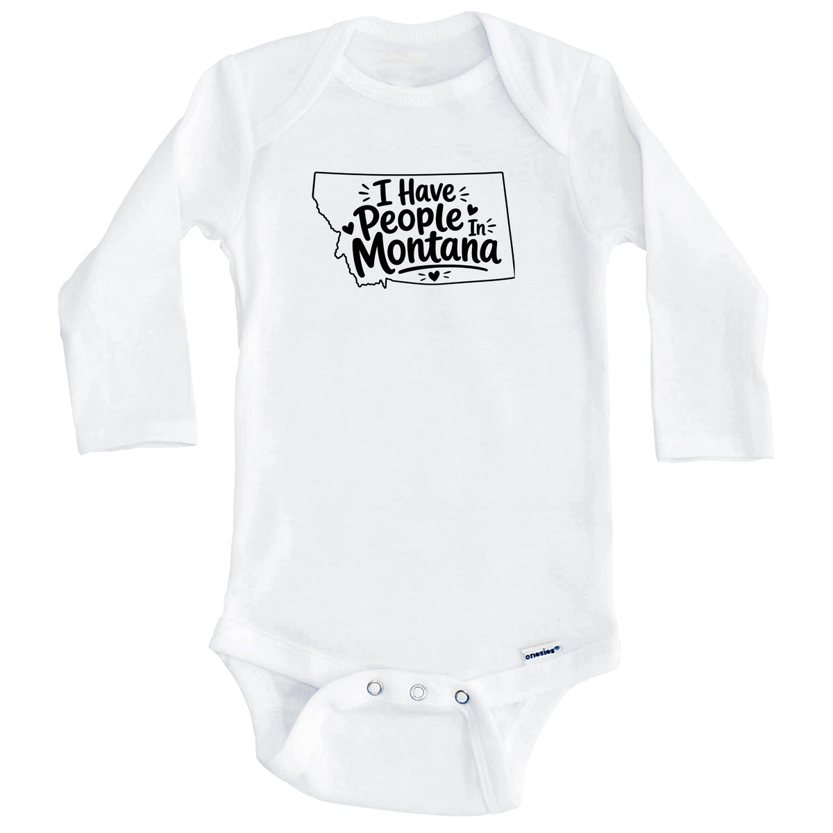 I Have People In Montana Cute State Silhouette Baby Bodysuit (Long Sleeves)