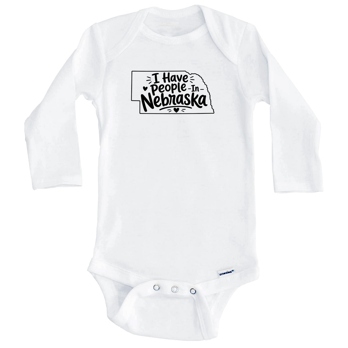 I Have People In Nebraska Cute State Silhouette Baby Bodysuit (Long Sleeves)