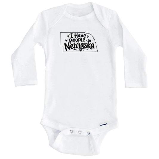 I Have People In Nebraska Cute State Silhouette Baby Bodysuit (Long Sleeves)