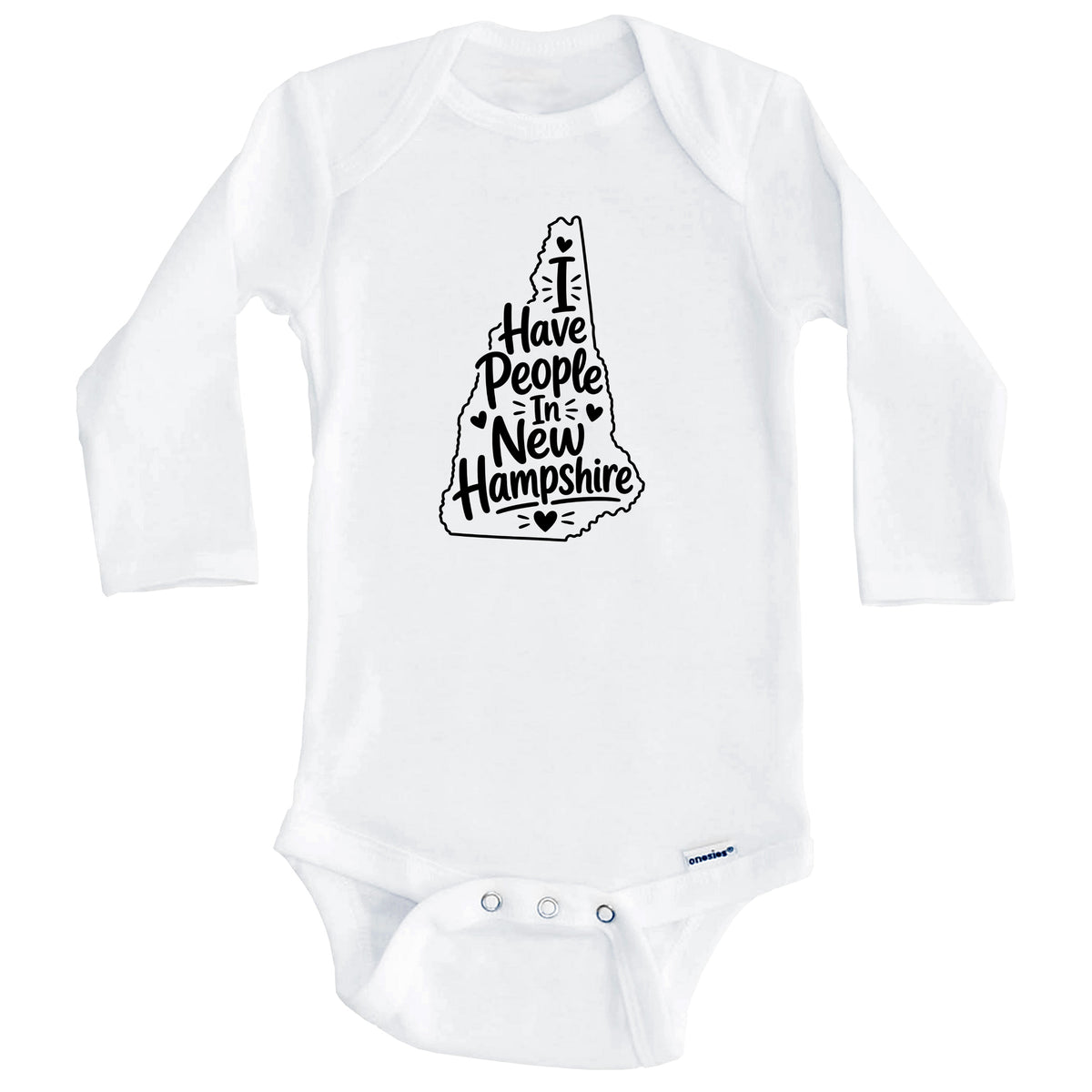 I Have People In New Hampshire Cute State Silhouette Baby Bodysuit (Long Sleeves)