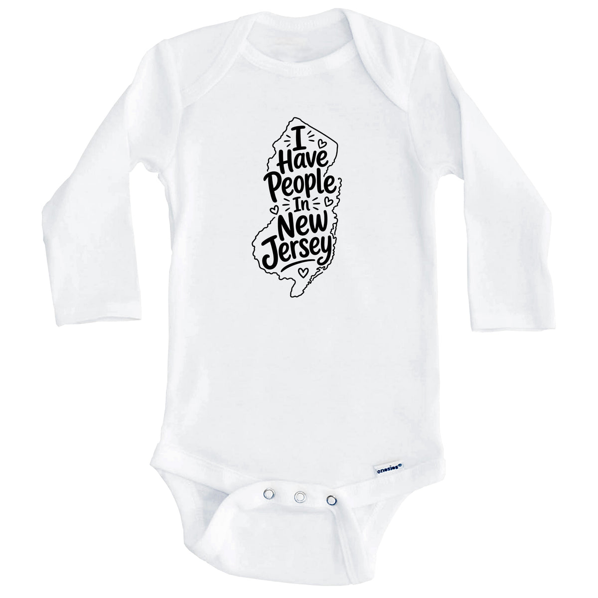 I Have People In New Jersey Cute State Silhouette Baby Bodysuit (Long Sleeves)
