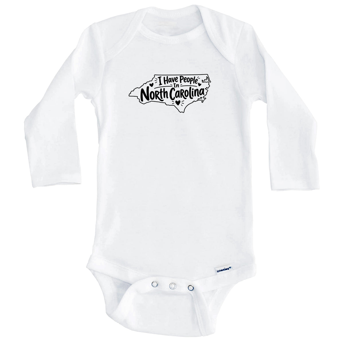 I Have People In North Carolina Cute State Silhouette Baby Bodysuit (Long Sleeves)