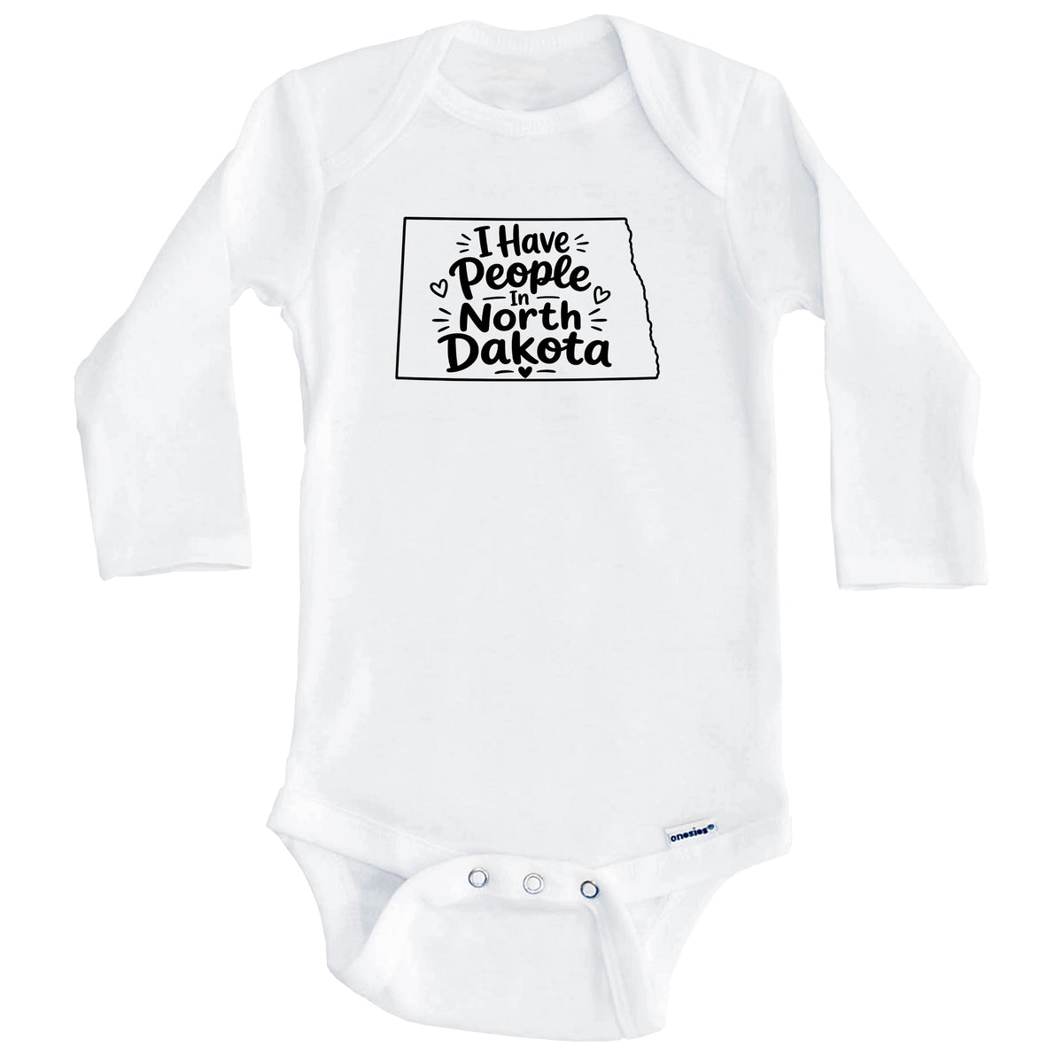 I Have People In North Dakota Cute State Silhouette Baby Bodysuit (Long Sleeves)