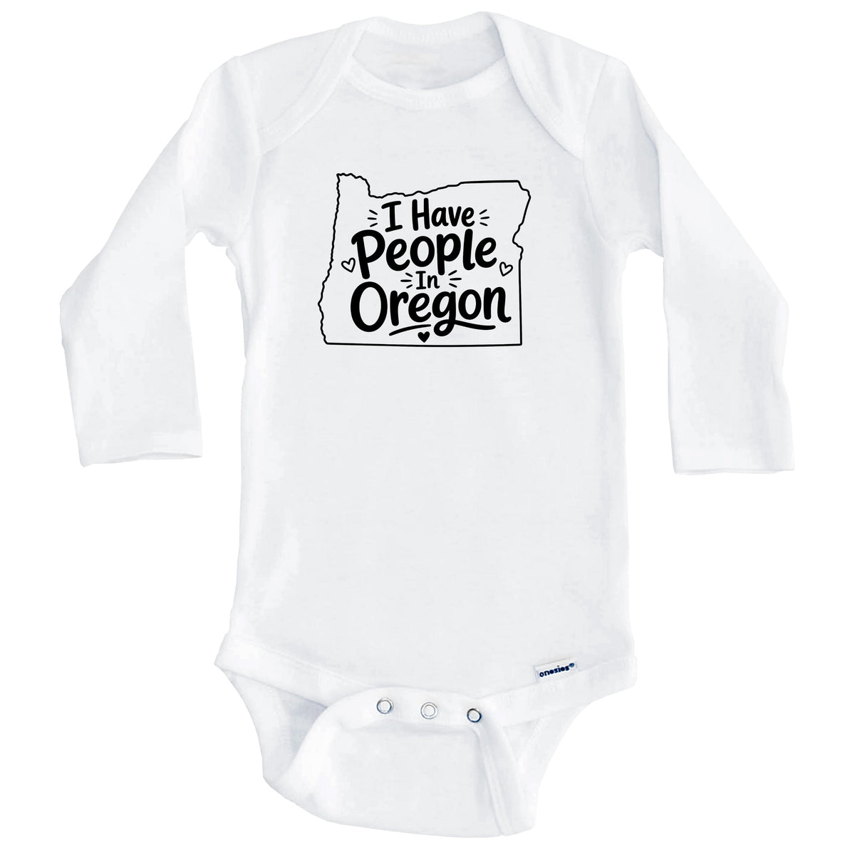 I Have People In Oregon Cute State Silhouette Baby Bodysuit (Long Sleeves)