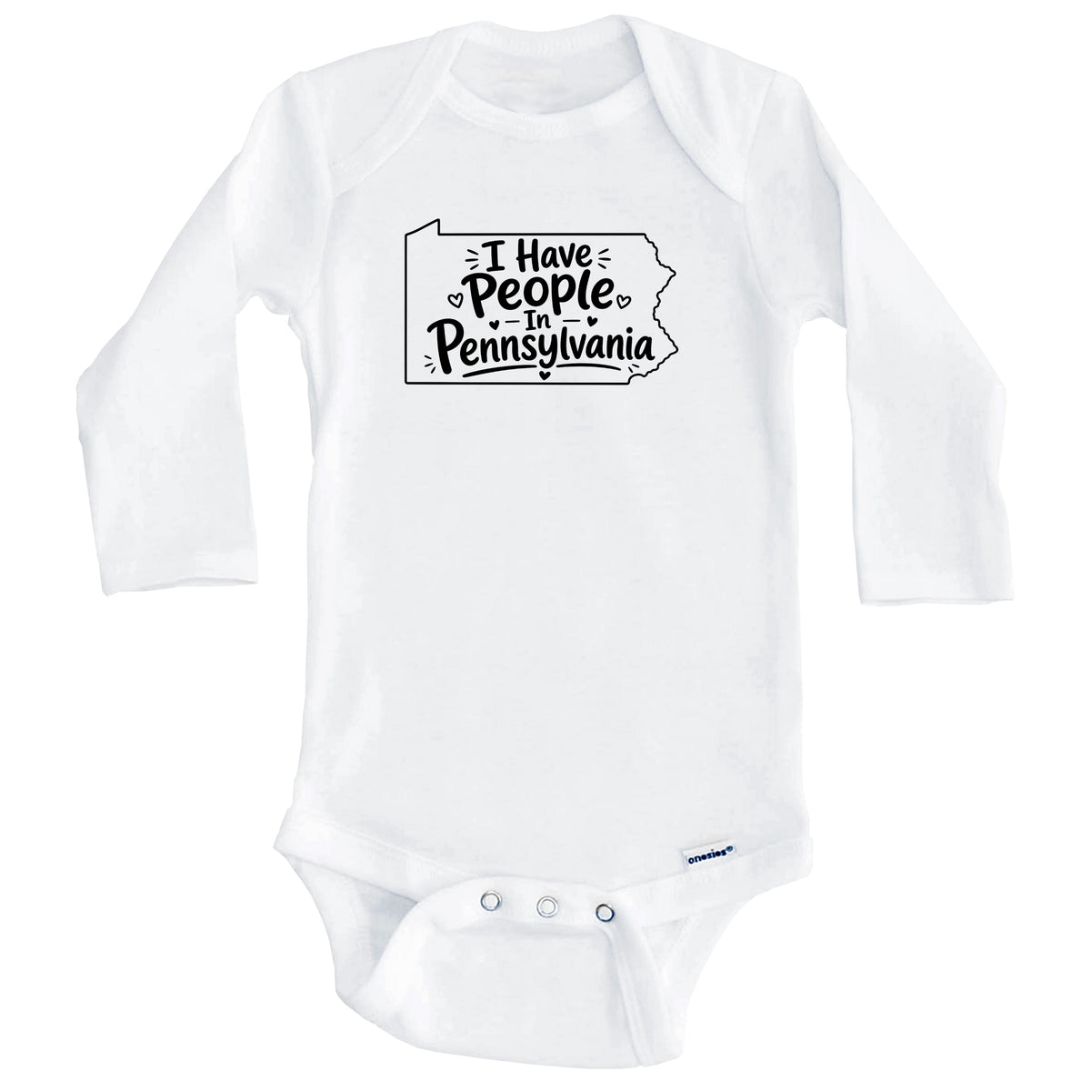 I Have People In Pennsylvania Cute State Silhouette Baby Bodysuit (Long Sleeves)