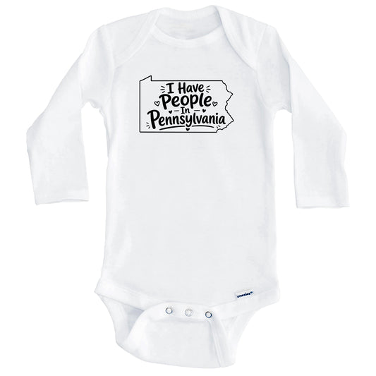 I Have People In Pennsylvania Cute State Silhouette Baby Bodysuit (Long Sleeves)