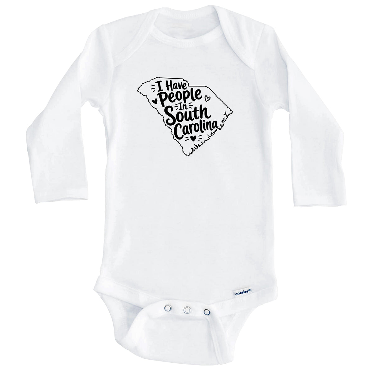 I Have People In South Carolina Cute State Silhouette Baby Bodysuit (Long Sleeves)