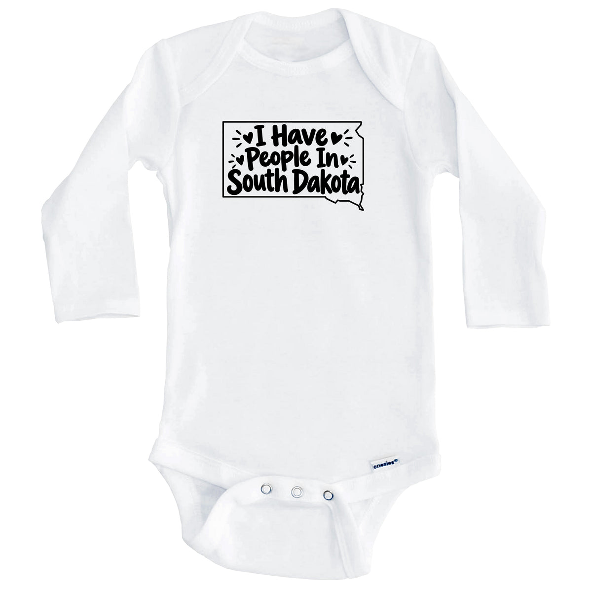 I Have People In South Dakota Cute State Silhouette Baby Bodysuit (Long Sleeves)