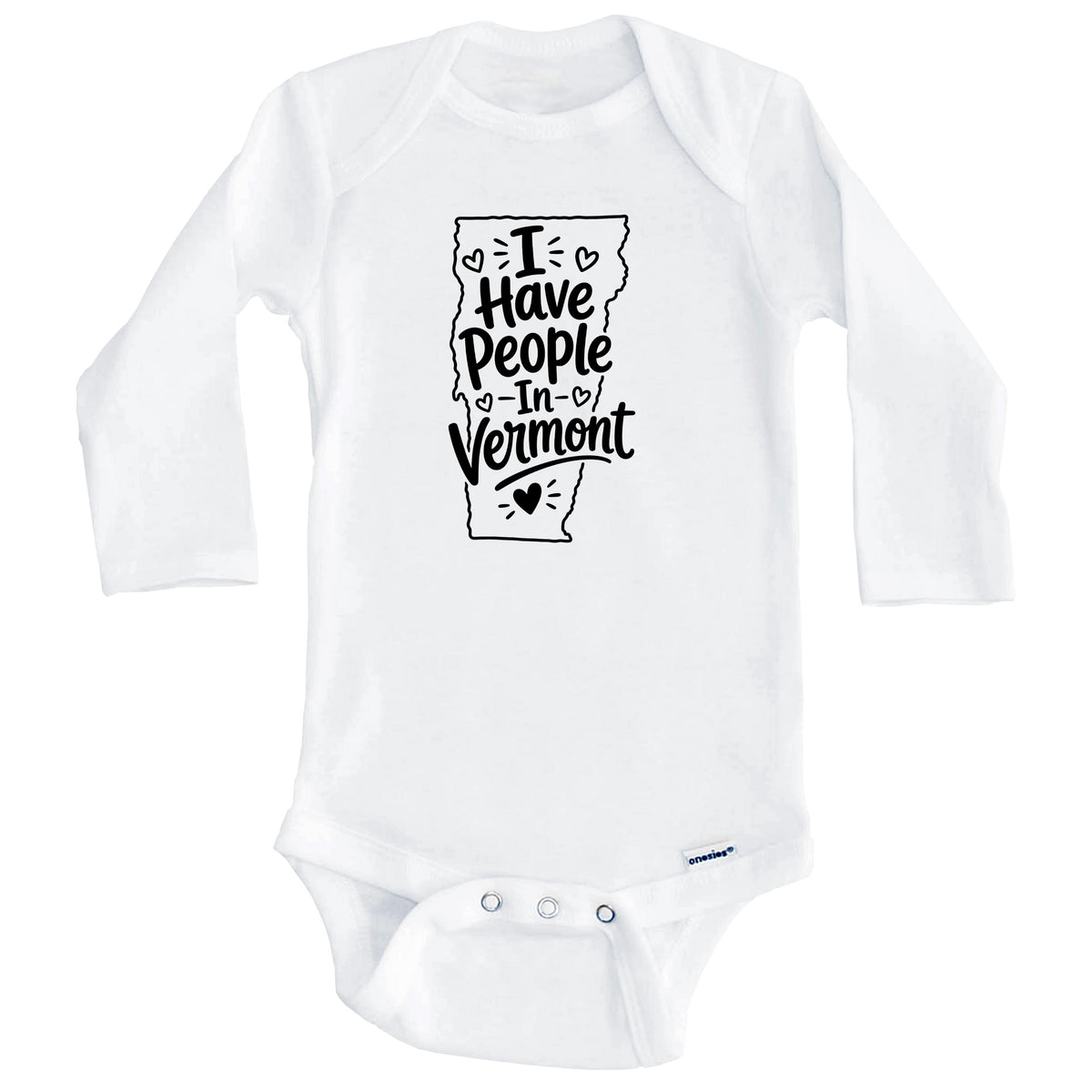 I Have People In Vermont Cute State Silhouette Baby Bodysuit (Long Sleeves)
