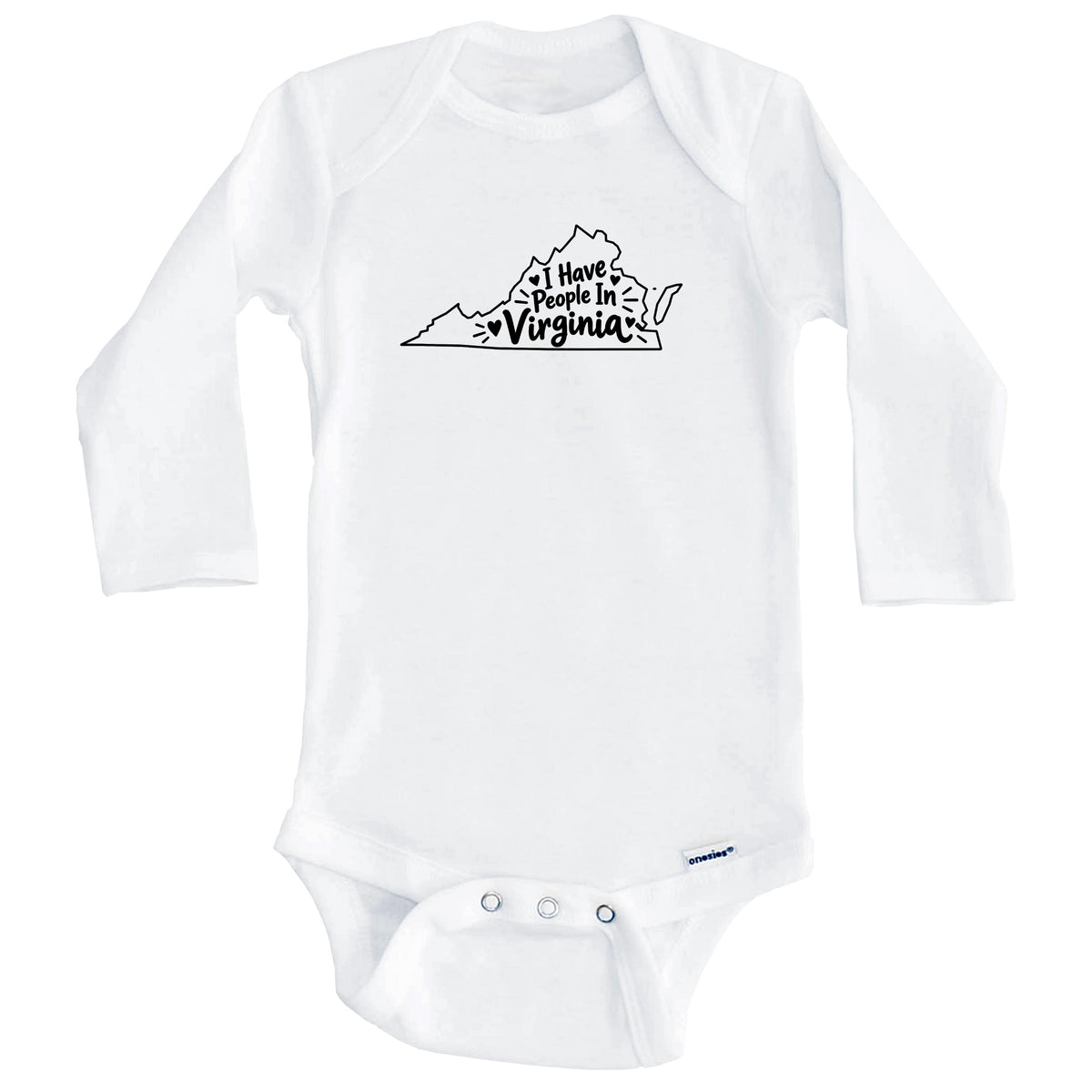 I Have People In Virginia Cute State Silhouette Baby Bodysuit (Long Sleeves)