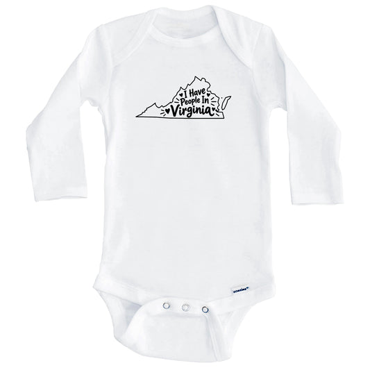 I Have People In Virginia Cute State Silhouette Baby Bodysuit (Long Sleeves)