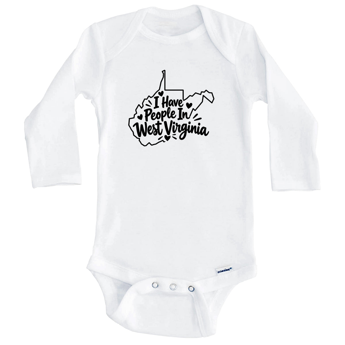 I Have People In West Virginia Cute State Silhouette Baby Bodysuit (Long Sleeves)