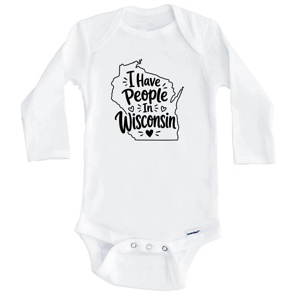 I Have People In Wisconsin Cute State Silhouette Baby Bodysuit (Long Sleeves)
