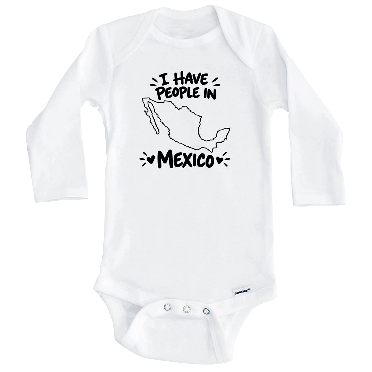 I Have People In Mexico Cute Country Silhouette Baby Bodysuit (Long Sleeves)
