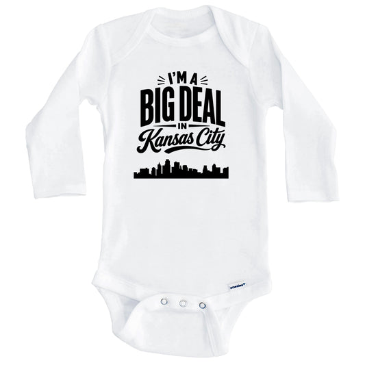 I'm A Big Deal In Kansas City Kansas Funny Skyline Baby Bodysuit (Long Sleeves)