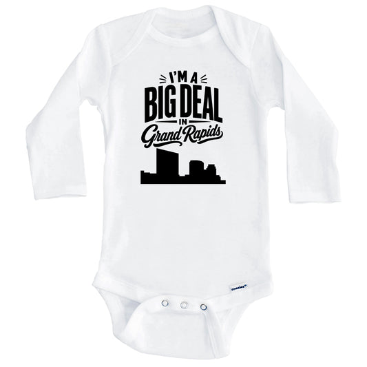 I'm A Big Deal In Grand Rapids Michigan Funny Skyline Baby Bodysuit (Long Sleeves)