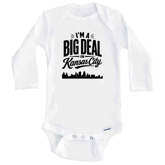 I'm A Big Deal In Kansas City Missouri Funny Skyline Baby Bodysuit (Long Sleeves)
