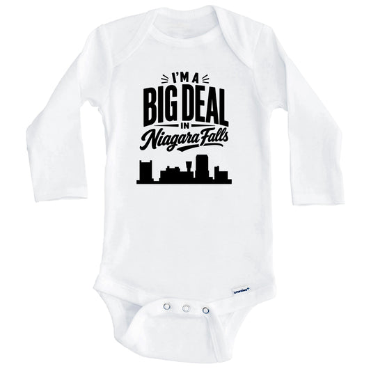 I'm A Big Deal In Niagara Falls New York Funny Skyline Baby Bodysuit (Long Sleeves)