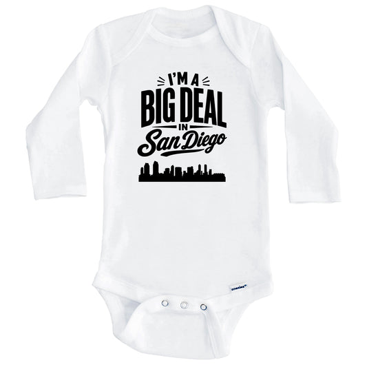 I'm A Big Deal In San Diego California Funny Skyline Baby Bodysuit (Long Sleeves)