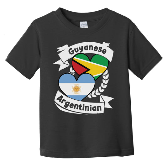 Guyanese Argentinian Heart Flags Guyana Argentina Infant Toddler T-Shirt