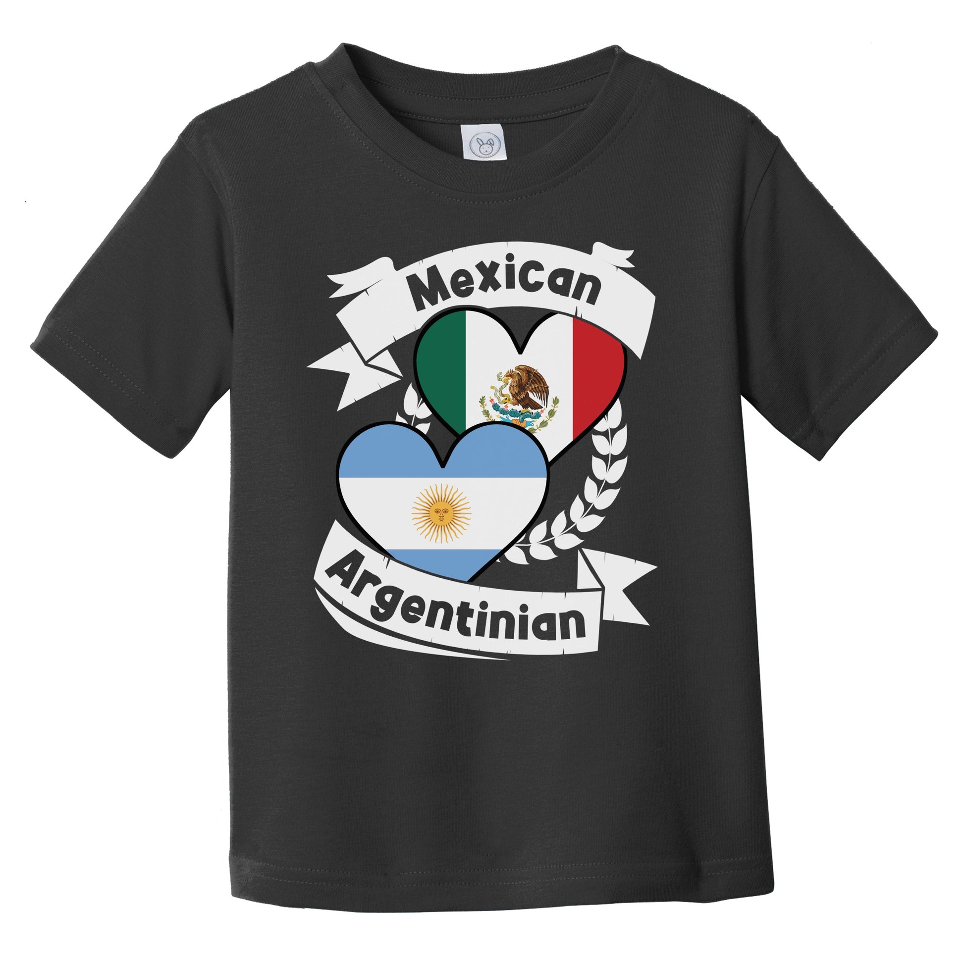 Mexican Argentinian Heart Flags Mexico Argentina Infant Toddler T-Shirt