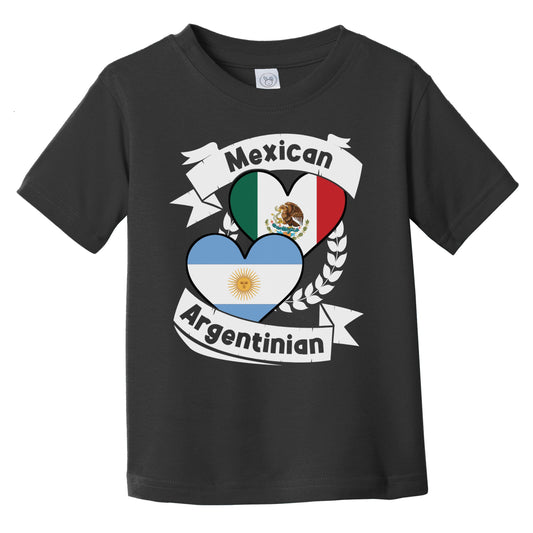 Mexican Argentinian Heart Flags Mexico Argentina Infant Toddler T-Shirt