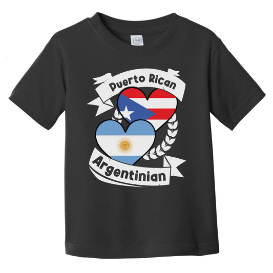 Puerto Rican Argentinian Heart Flags Puerto Rico Argentina Infant Toddler T-Shirt
