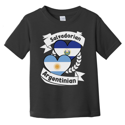 Salvadorian Argentinian Heart Flags El Salvador Argentina Infant Toddler T-Shirt